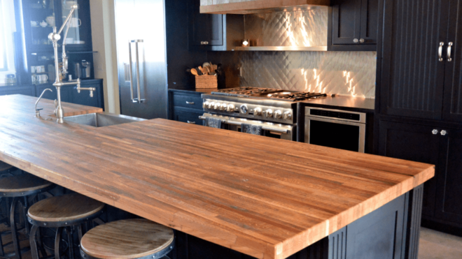 Designed in the USA: custom countertops are handmade of wood