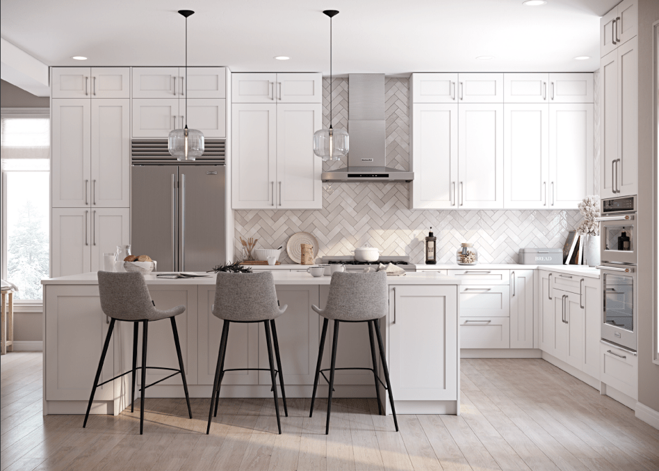 a modern large kitchen all in white color