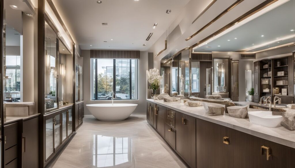 ultra luxury hotel bathroom with a big vanity