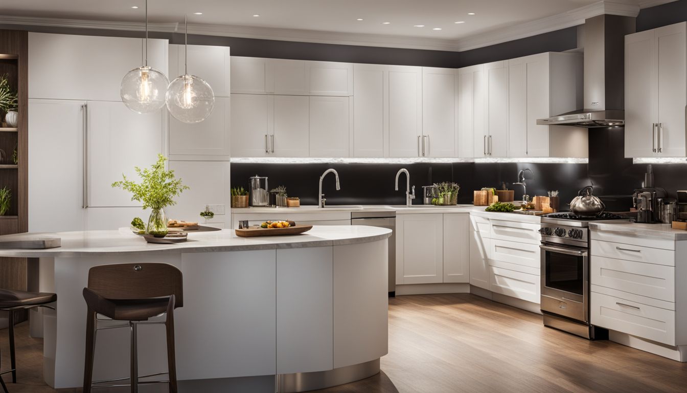 Beautiful large kitchen with all white cabinets