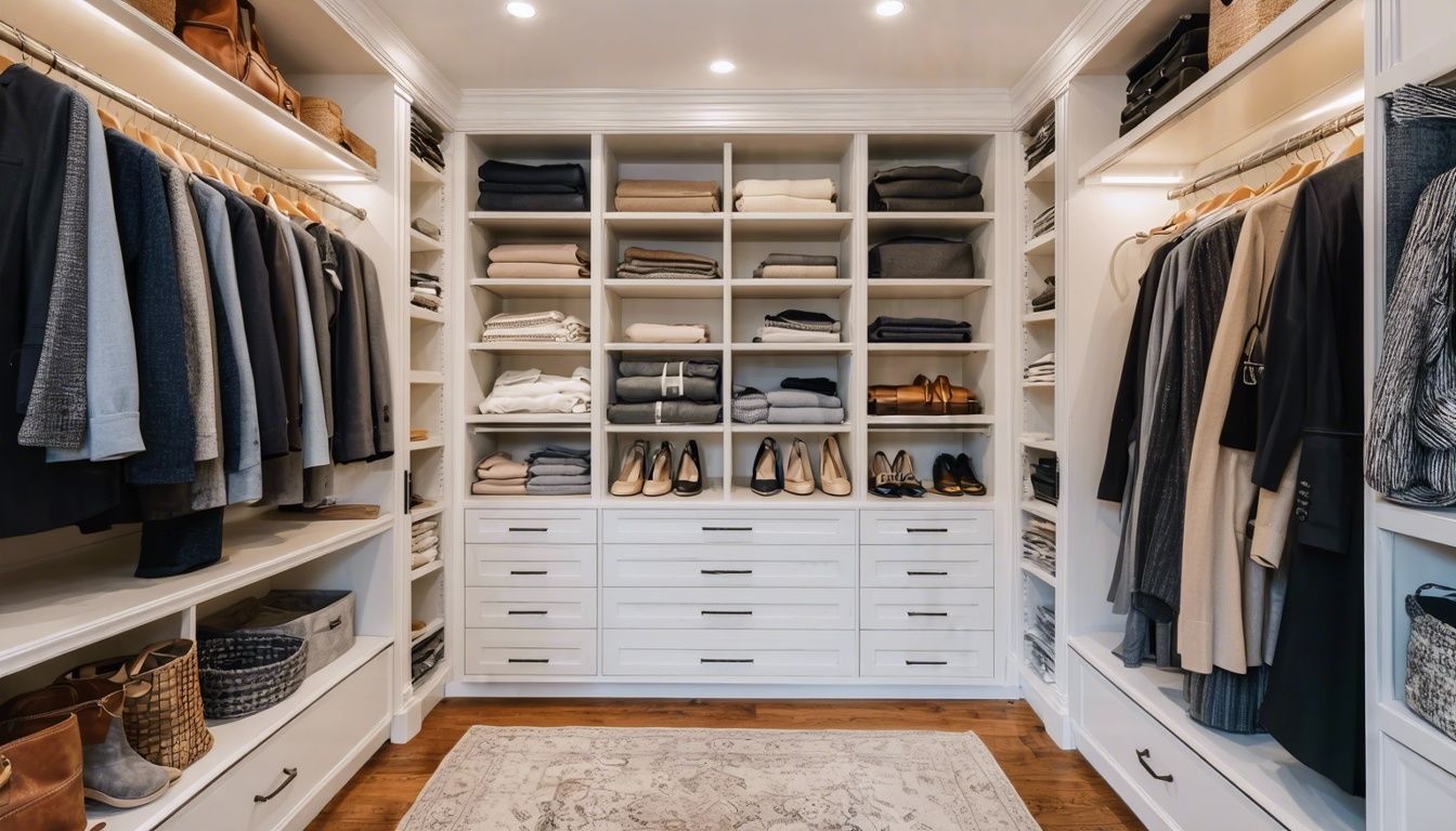 A spacious custom closet in white color